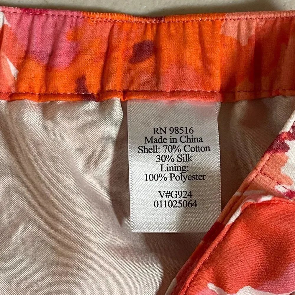 Coldwater Creek Floral Orange Skirt Small NWT